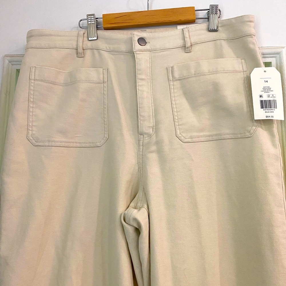 NWT Wonderly hi rise wide leg trouser 71% cotton 18% rayon 9% lyocell 2% spandex